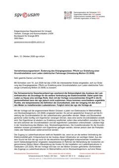  Änderung des Energiegesetzes: Pflicht zur Erstellung einer Grundinstallation zum Laden elektrischer Fahrzeuge (Umsetzung Motion 23.3936)