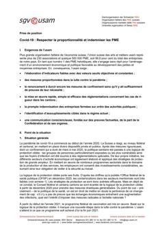 Covid-19: Respecter la proportionnalité et indemniser les PME