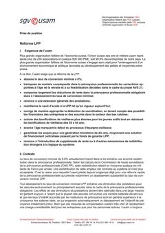  Prise de position Réforme LPP