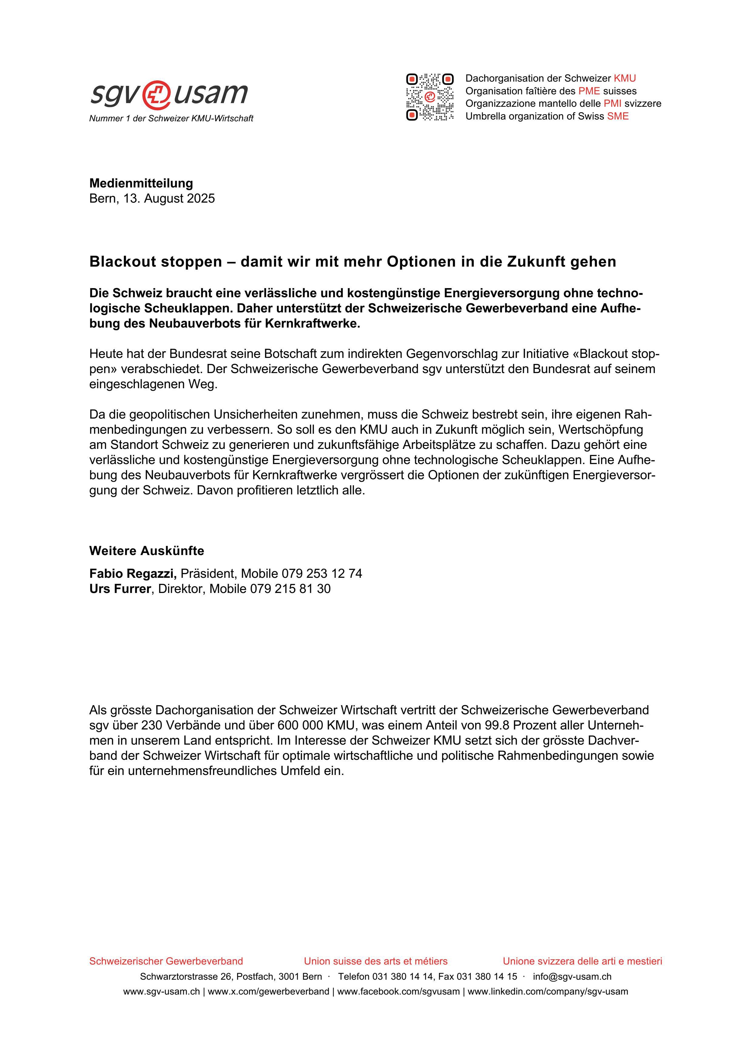 Blackout stoppen – damit wir mit mehr Optionen in die Zukunft gehen