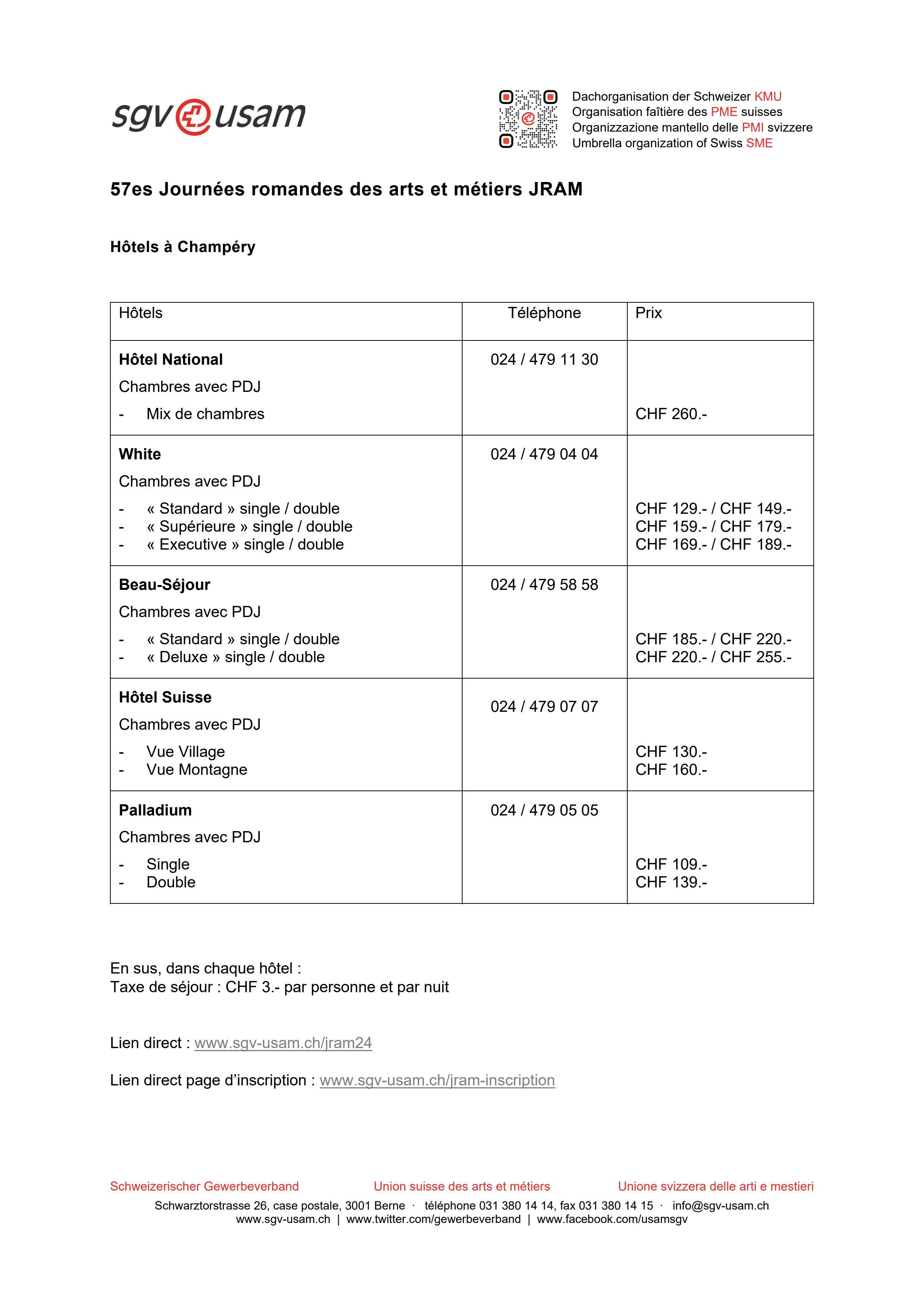  Disponibilités des hôtels - Champéry
