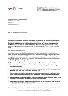 Informelle Konsultation zur Änderung der Verordnung über die obligatorische Arbeitslosenversicherung und die Insolvenzentschädigung (AVIV)...