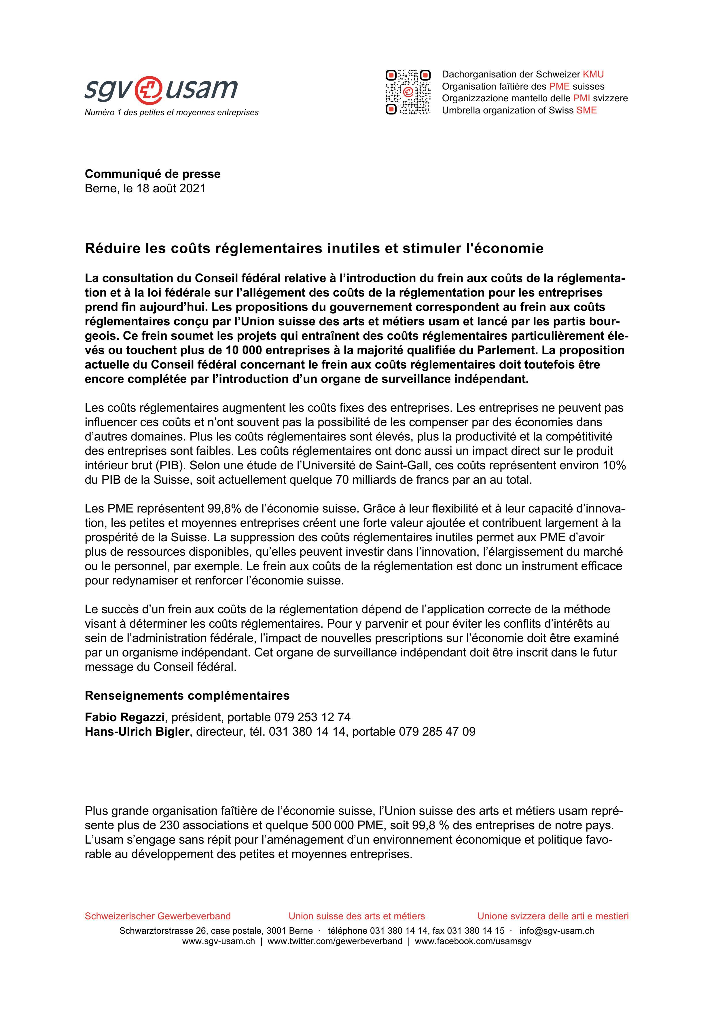 Réduire les coûts réglementaires inutiles et stimuler l'économie